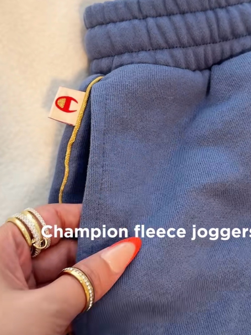 Champion Kids Light Blue Fleece Joggers with Yellow Trim